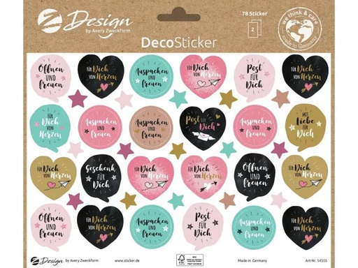 [90078149 1058289] Z-Design Motivsticker A5 Deko Auspacken + Freuen, Bunt, 78 Aufkleber