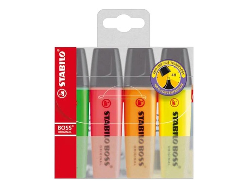 [90078925 52103] STABILO Textmarker Boss Original 4 Stück, 4 Farben