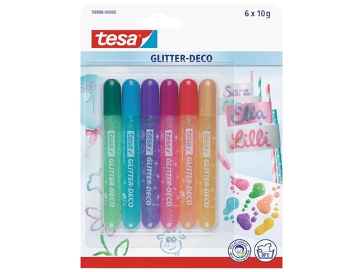 [90079047 521625] tesa Glitzerstift Deco 6 Tuben à 10 g