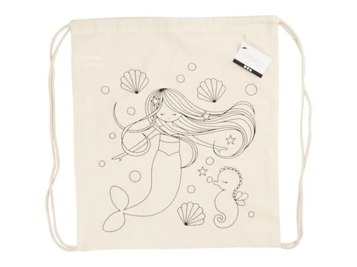 [90079196 931459] Creativ Company Turnbeutel 37 x 41 cm, Natur, Meerjungfrau, 1 Stk.