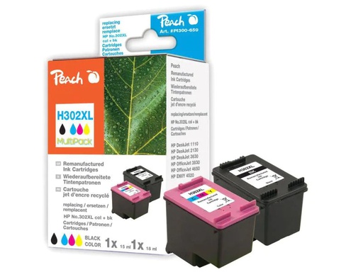 [90079621 513757] Peach Tintenset HP Nr. 302XL (F6U68A/F6U67A)