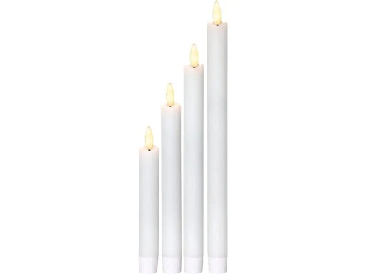 [90079714 1059728] Star Trading LED-Stabkerzen Set Dinner Flamme Ø 2.1x28.5 cm, Weiss, 4 Stk