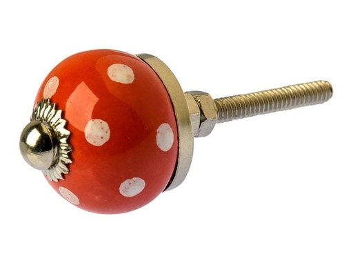 [90081121 1176550] Tranquillo Möbelgriff handgemacht, Ø 2.7 cm, Rot/Silber