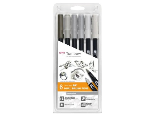 [90081143 1129296] Tombow ABT Dual Brush 6 Stück. Grau
