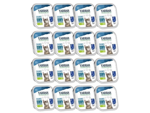 [90081614 978214] Yarrah Bio-Nassfutter Chunks mit Huhn &amp; Fisch, 16 x 100 g