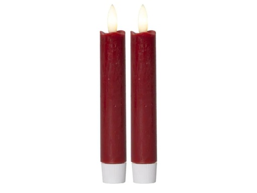 [90081695 1072355] Star Trading LED-Stabkerzen Set Dinner Flamme Ø 2.1 x 15 cm, Rot, 2 Stk