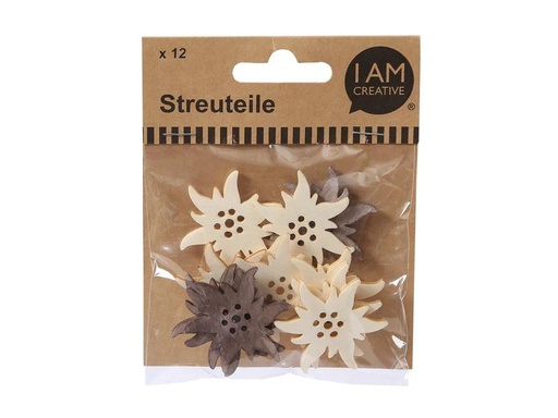 [90081852 1121485] I AM CREATIVE Streudeko Edelweiss 4 cm 12 Stück