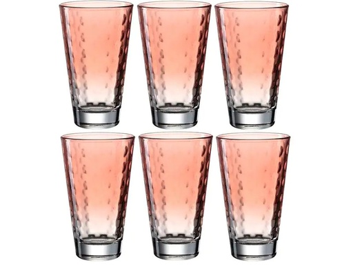 [90082083 1204298] Leonardo Trinkglas Optic Pastell 300 ml, 6 Stück, Rot