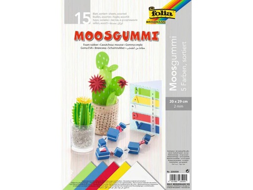 [90082943 599535] Folia Moosgummi-Set 15 Stück, Mehrfarbig