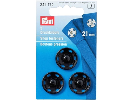 [90083654 1087948] Prym Druckknöpfe Ø 21 mm, Schwarz, 3 Stück
