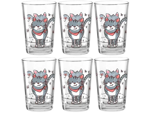 [90083690 1063698] Montana Kindertrinkglas Katze 210 ml, 6 Stück