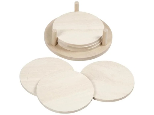 [90084038 838580] Creativ Company Holzartikel 9.5 cm Untersetzer, 6 Stück