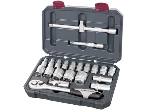 [90084424 992992] Kraftwerk Steckschlüssel-Set Basic-Line 1/2, 22-teilig