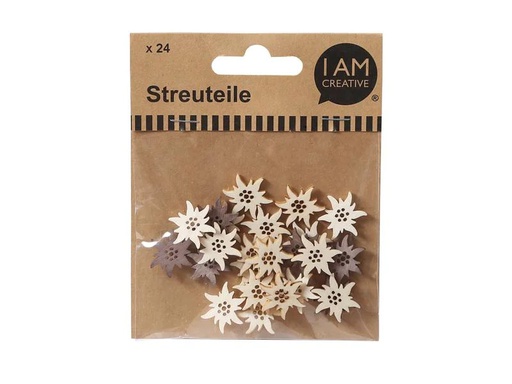 [90085255 1121484] I AM CREATIVE Streudeko Edelweiss 2 cm 24 Stück