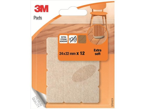 [90085562 1160704] 3M Stuhlbeingleiter Pads Extra-Soft 24 x 22 mm, Beige