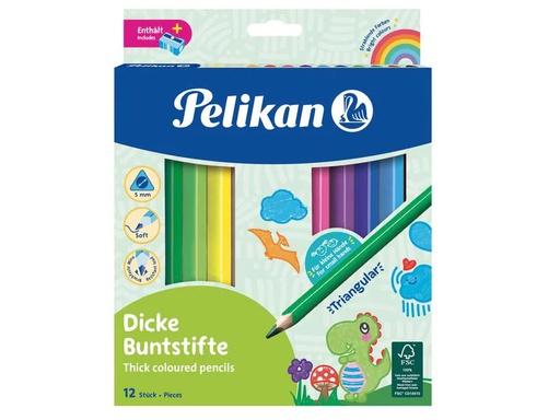 [90085795 889109] Pelikan Farbstifte Dick, 12-er Set, inkl. Spitzer