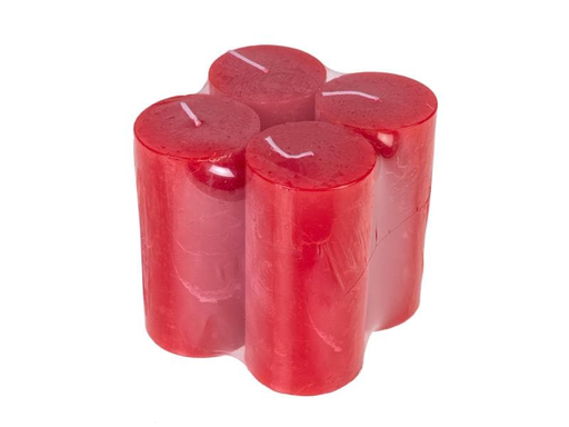 [90008607 941427] balthasar Zylinderkerze Rustico Rot, 4 Stück