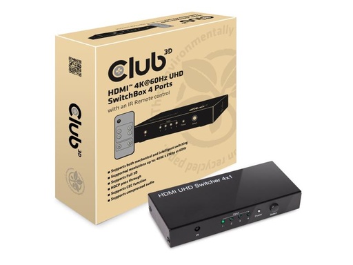 [90087648 849595] Club 3D Switchbox HDMI 2.0 UHD, 4 Port