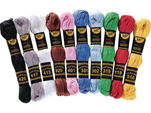 [90087878 1043925] Folia Stickgarn Baumwolle, 10 Bündel à 40 m