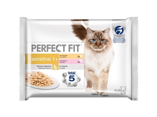 [90008776 842240] Perfect Fit Nassfutter Sensitive mit Lachs &amp; Huhn 4 x 85 g