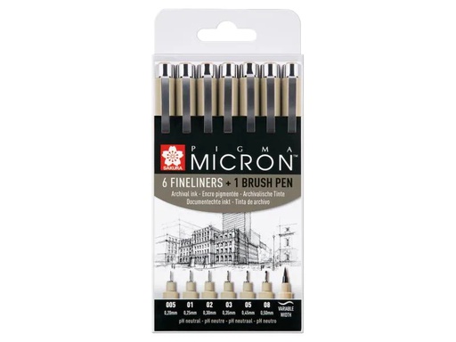 [90008807 995774] Sakura Fineliner Pigma Micron 6-teilig mit Brush Pen