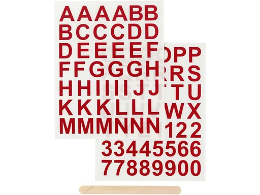 [90088329 1067037] Creativ Company Motivsticker Rub-on Buchstaben &amp; Zahlen Rot, 1 Blatt