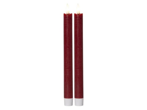 [90088721 1072356] Star Trading LED-Stabkerzen Set Dinner Flamme Ø 2.2 x 24.5 cm, Rot, 2 Stk