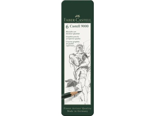 [90089086 924259] Faber-Castell Bleistift Castell 9000 6 Stück im Metalletui