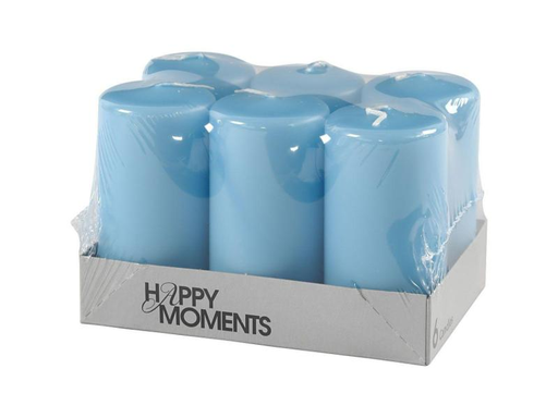 [90089168 822046] Creativ Company Kerzenset Ø 5 cm Hellblau, 6 Stück