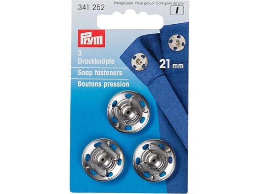 [90090587 1087952] Prym Druckknöpfe Ø 21 mm, Silber, 3 Stück