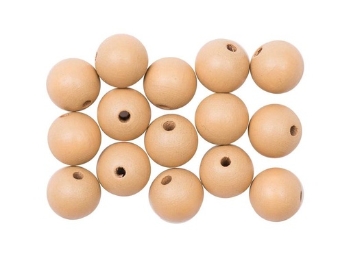 [90090660 1193005] Rico Design Holzperlen Gebohrt 12 mm Nature, 15 Stück