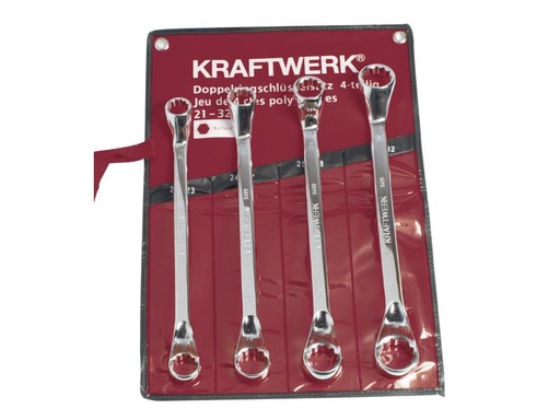 [90091259 263186] Kraftwerk Doppelringschlüssel-Set voll poliert 4-teilig