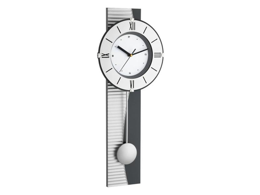 [90091331 154114] TFA Dostmann Wanduhr XXL mit Pendel, Silber