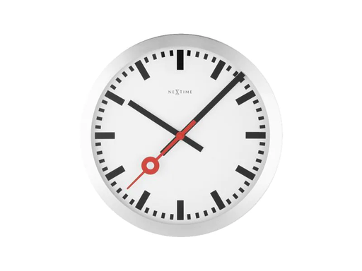 [90091566 736194] NeXtime Wanduhr Station Ø 35 cm Weiss