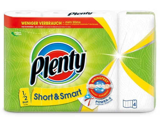 [90009177 476581] Plenty Haushaltspapier Short &amp; Smart 4 Rollen à 74 Blatt