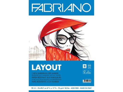 [90092247 1116262] Fabriano Zeichenblock Layout A4, 70 Blatt