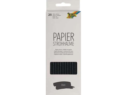 [90092997 1007117] Folia Strohhalm Papier, 25 Stück, Schwarz