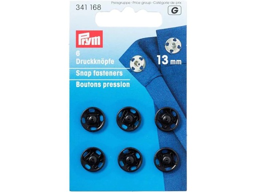 [90094278 1087950] Prym Druckknöpfe Ø 13 mm, Schwarz, 6 Stück