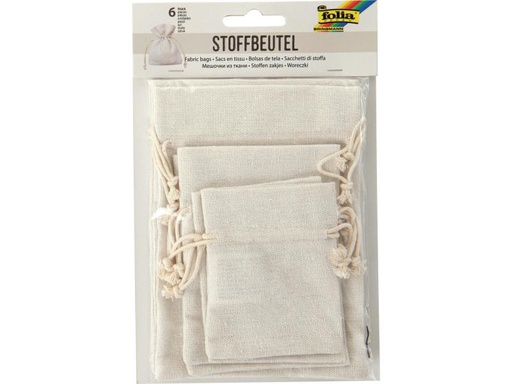 [90094351 1007212] Folia Stoffbeutel Nature, 6 Stück