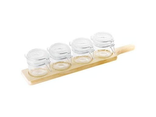 [90095003 1033591] Paderno Servierplatte mit Schälchen Holz, 5-Teilig