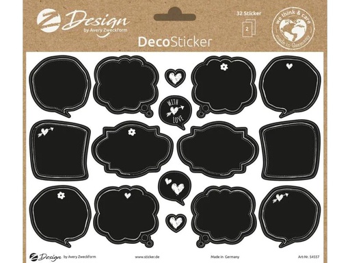 [90095560 1058295] Z-Design Motivsticker A5 Deko Tafel, Schwarz/Weiss, 32 Aufkleber