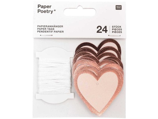 [90096130 1146421] Rico Design Geschenkanhänger Herz 24 Stück, Rosa