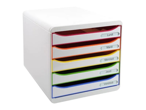 [90096379 914602] Exacompta Schubladenbox Big Box Plus 5 Schubladen, Weiss