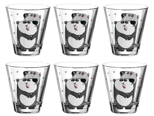 [90096442 986203] Leonardo Kindertrinkglas Bambini Panda, 6-teilig