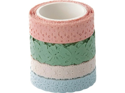 [90098122 1007186] Folia Washi Tape Spitzenbordüre, 4 Stück