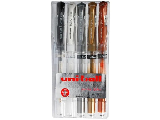 [90098373 860782] Uni Gelschreiber Signo Broad 0.65 mm, Mehrfarbig, 5 Stück