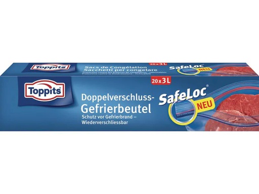 [90098980 305557] Toppits Gefrierbeutel Doppelverschluss SafeLoc, 20 Stück
