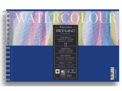 [90099234 1116251] Fabriano Aquarellblock Spiralbuch 13.5 x 21 cm, 12 Blatt