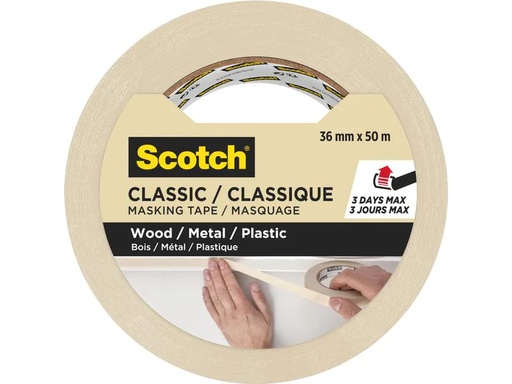 [90099290 1160699] 3M Malerabdeckband Scotch Classic 3650 36 mm x 50 m, Beige
