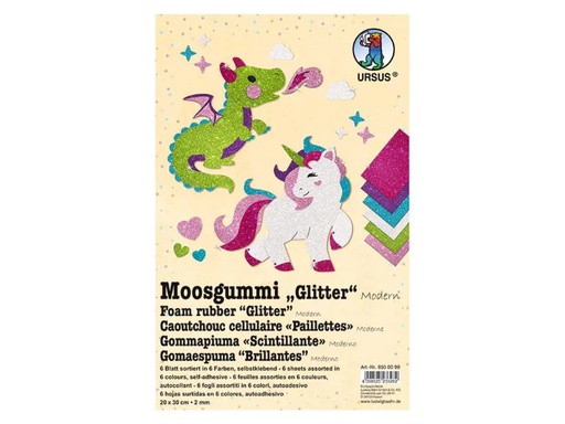 [90009953 1048644] URSUS Moosgummi-Set Glitter Modern selbstklebend, 10 Stück